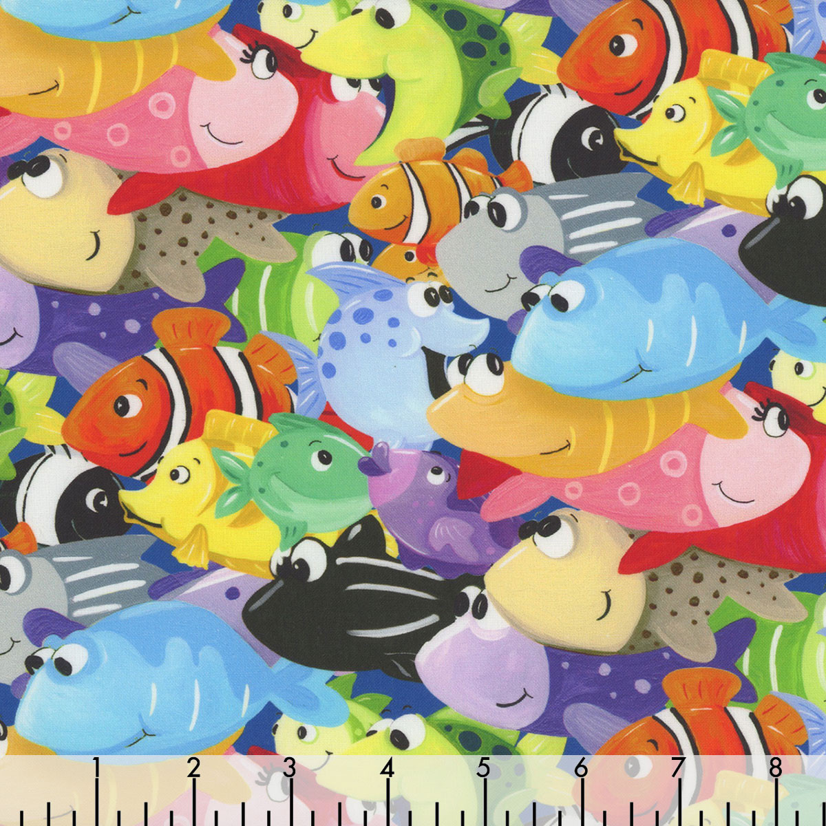 Clothworks Fabrics Under the Sea Susybee School of Fish | Quilt Fabric